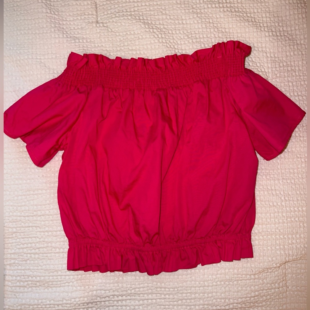 j.marie Hot Pink off the shoulder crop top